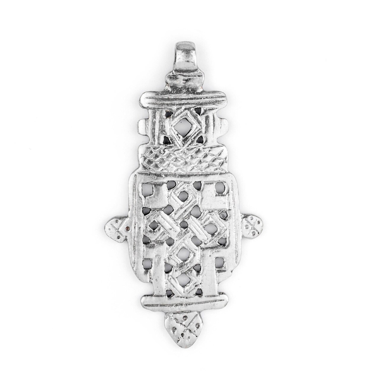 The Bead Chest Silver Ethiopian Coptic Cross Pendant, African Abyssinian Design, Orthodox Christian Pendant for Jewelry